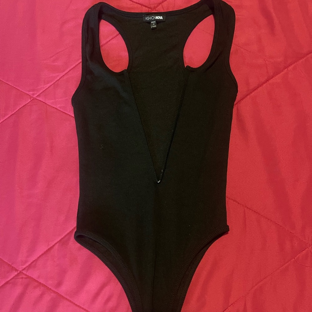 Black v neck bodysuit